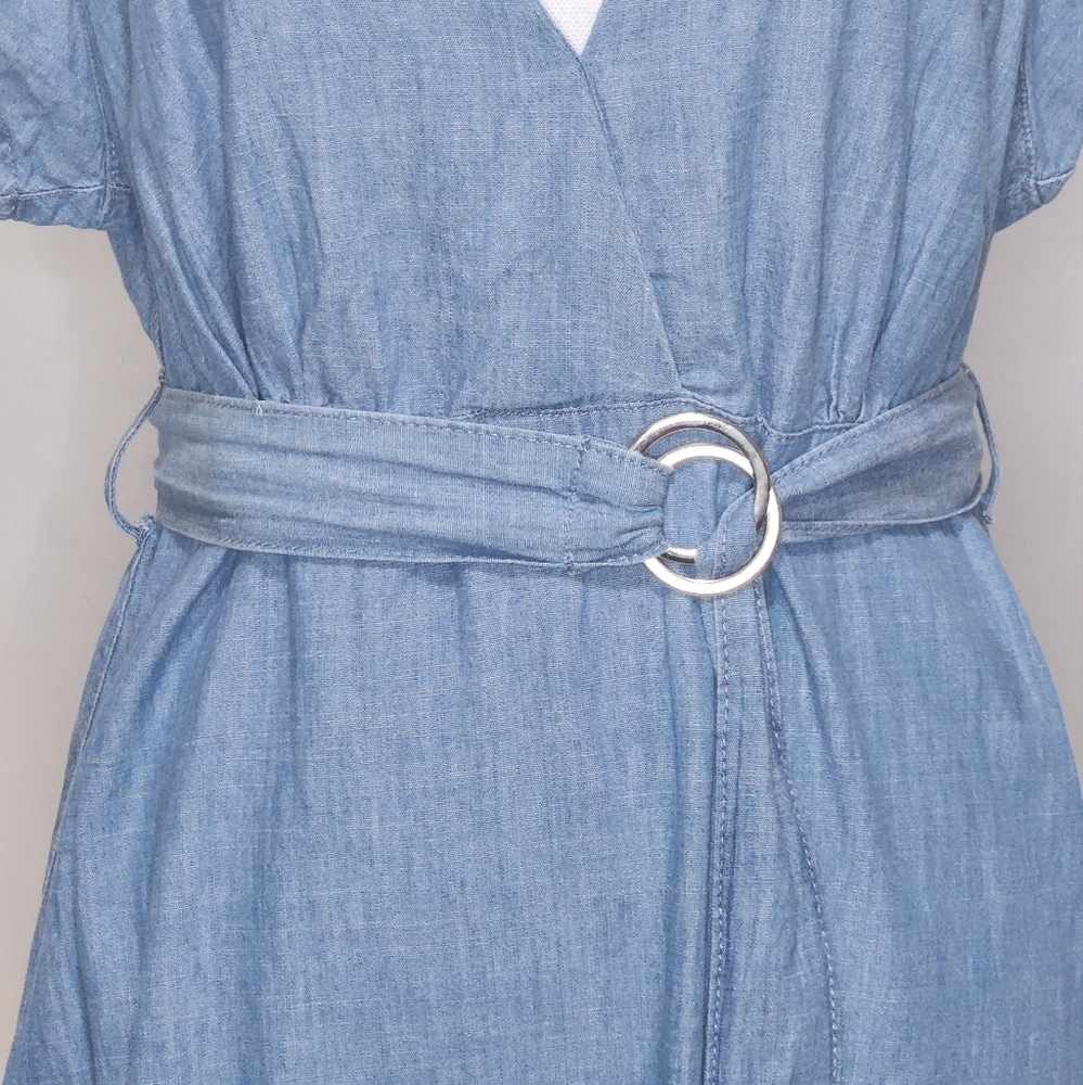 TOP SHOP Women's Demin Ruffle Mini Dress - Picture 5 of 13